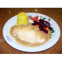 Pollo al champignon y arroz