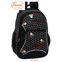 MOCHILA KAPPA 17 ESTAMPADA FONDO NEGRO BORDADA KP805