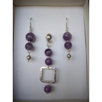 Pendientes/collar de piedra semipreciosa amatista