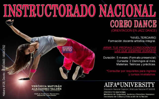 Instructorado Nacional de COREO DANCE (orientacin en Jazz) en 5 meses