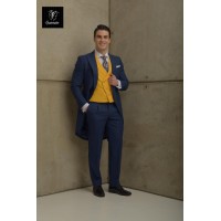 Chaqu azul tinta con chaleco amarillo cruzado-Trajes Guzmn