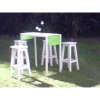 Mesas altas c bancos $ 150 para 6 pers.