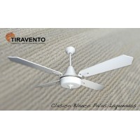 Ventilador Clásico Blanco con Palas de Madera