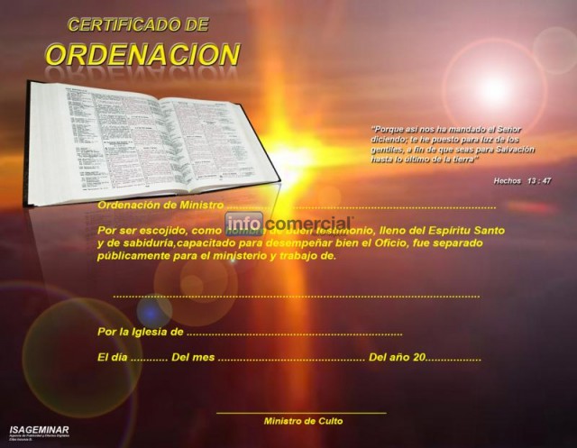 Certificados de Ordenacin Pastoral